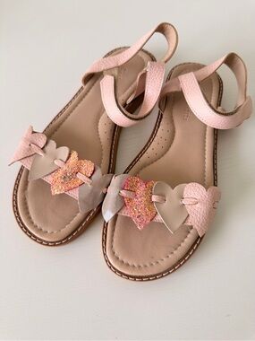 New Elephantito Pink Glitter Heart Kids Sandals Size 4 (EU35)